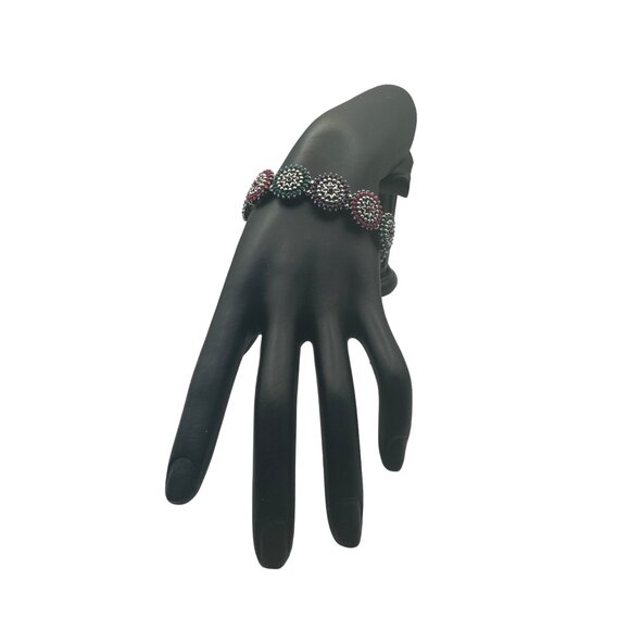 Bohemian Flower Bed Multi Color Floral Stretch Bracelet Pink Purple Blue Green - Picture 1 of 5